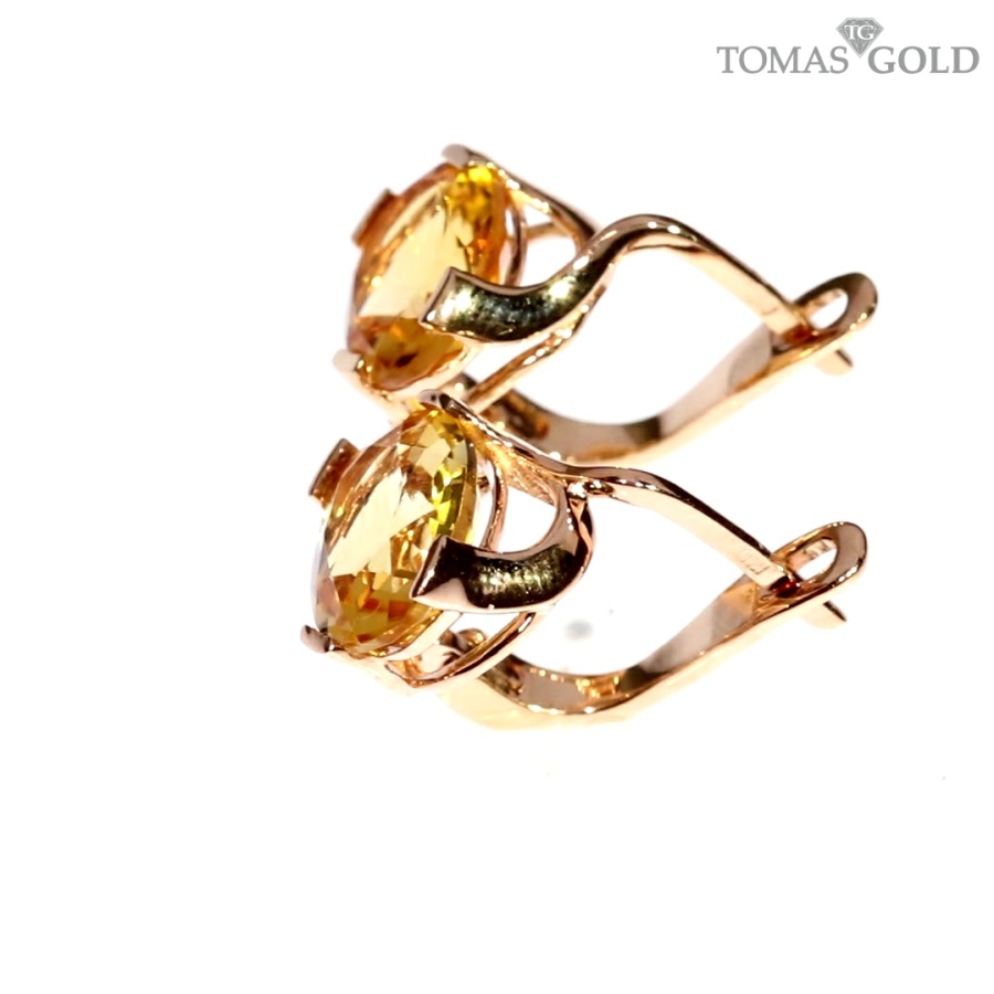 Auksiniai auskarai su citrinu